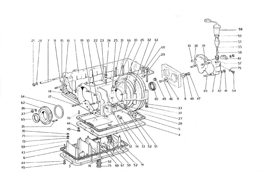 GEAR - DIFFERENTIAL HOUSING AND OIL SUMP