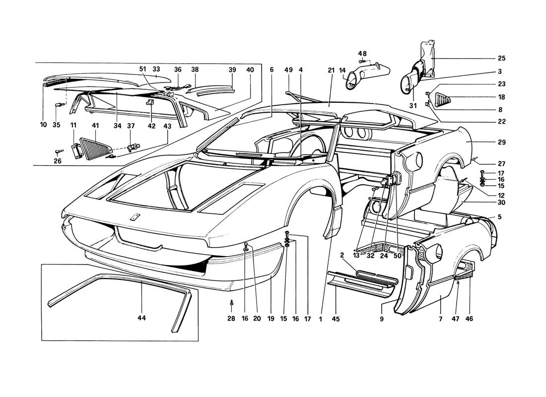 BODY SHELL - OUTER ELEMENTS (VARIANTS FOR RHD - AUS VERSIONS)