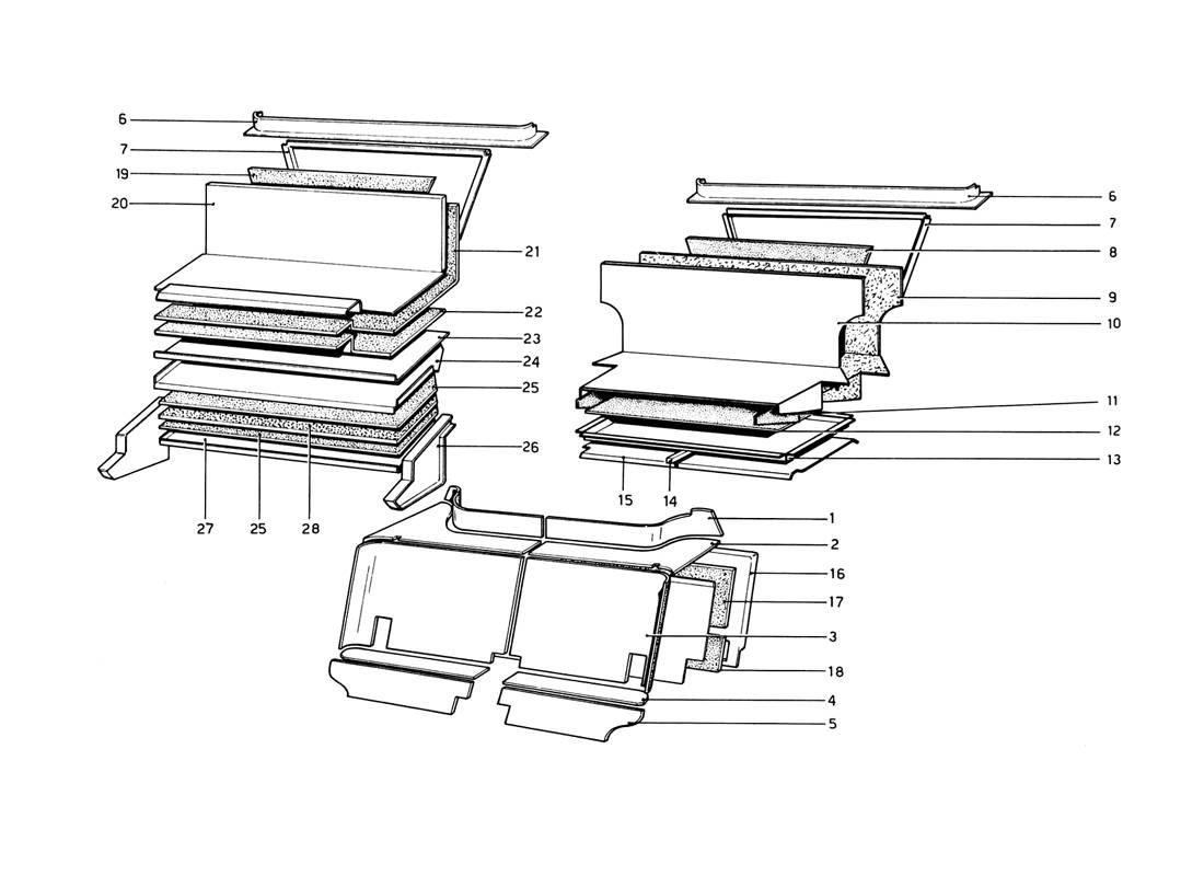 PASSENGER AND LUGGAGE COMPARTMENTS INSULATION (VARIANTS FOR RHD - AUS VERSION)