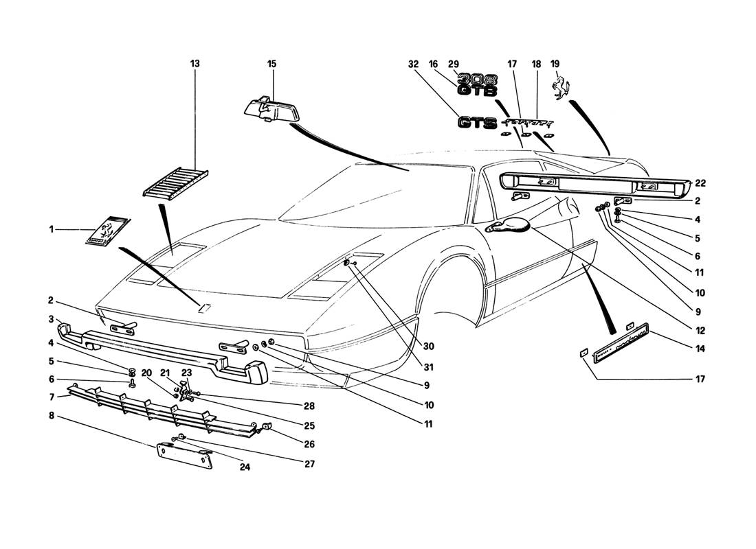 BUMPERS AND MOLDINGS (VARIANTS FOR RHD - AUS VERSIONS)