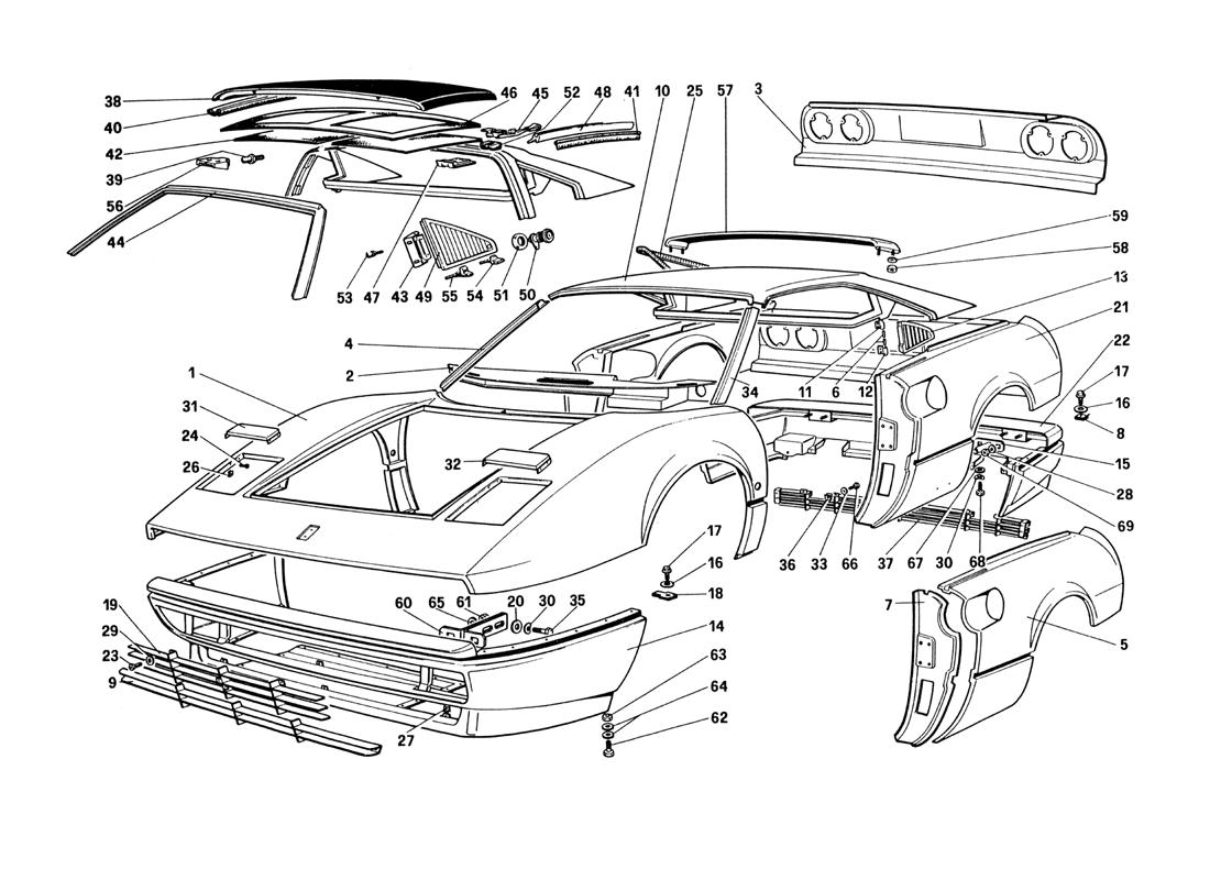 BODY SHELL - OUTER ELEMENTS (NOT FOR U.S. AND SA VERSION)