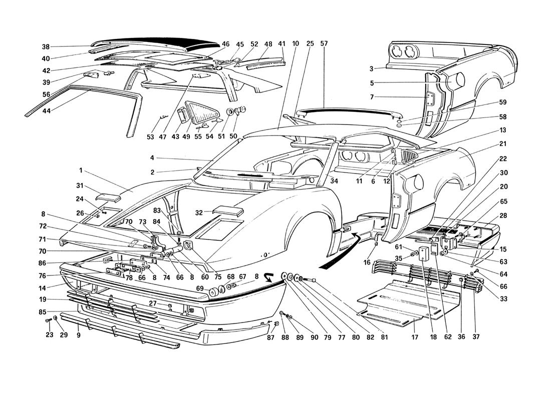 BODY SHELL - OUTER ELEMENTS (FOR U.S. AND SA VERSION)
