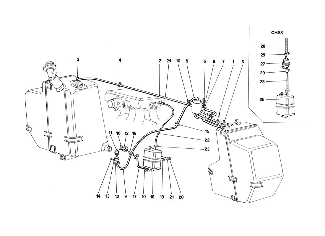ANTIEVAPORATIVE EMISSION CONTROL SYSTEM (FOR USA - SA AND CH88 VERSION)