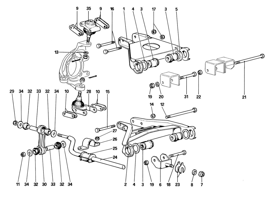 FRONT SUSPENSION - WISHBONES (UP TO CAR NO. 76625)