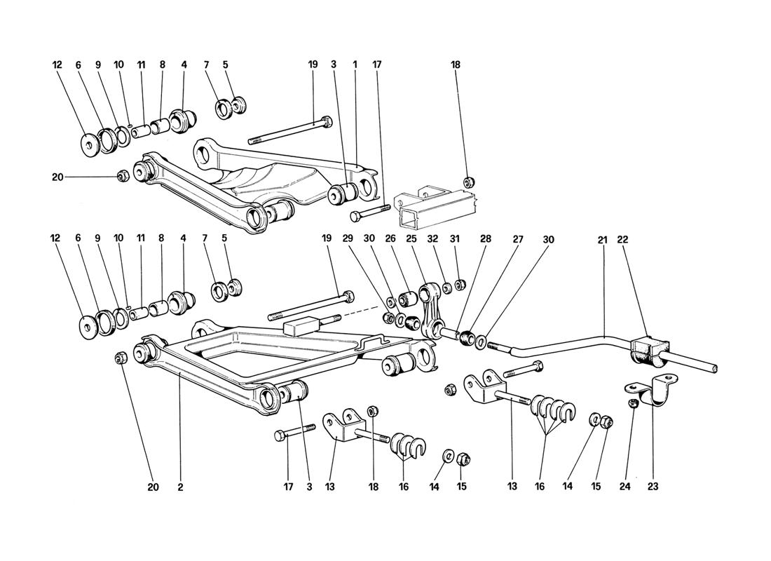 REAR SUSPENSION - WISHBONES (UP TO CAR NO. 76625)