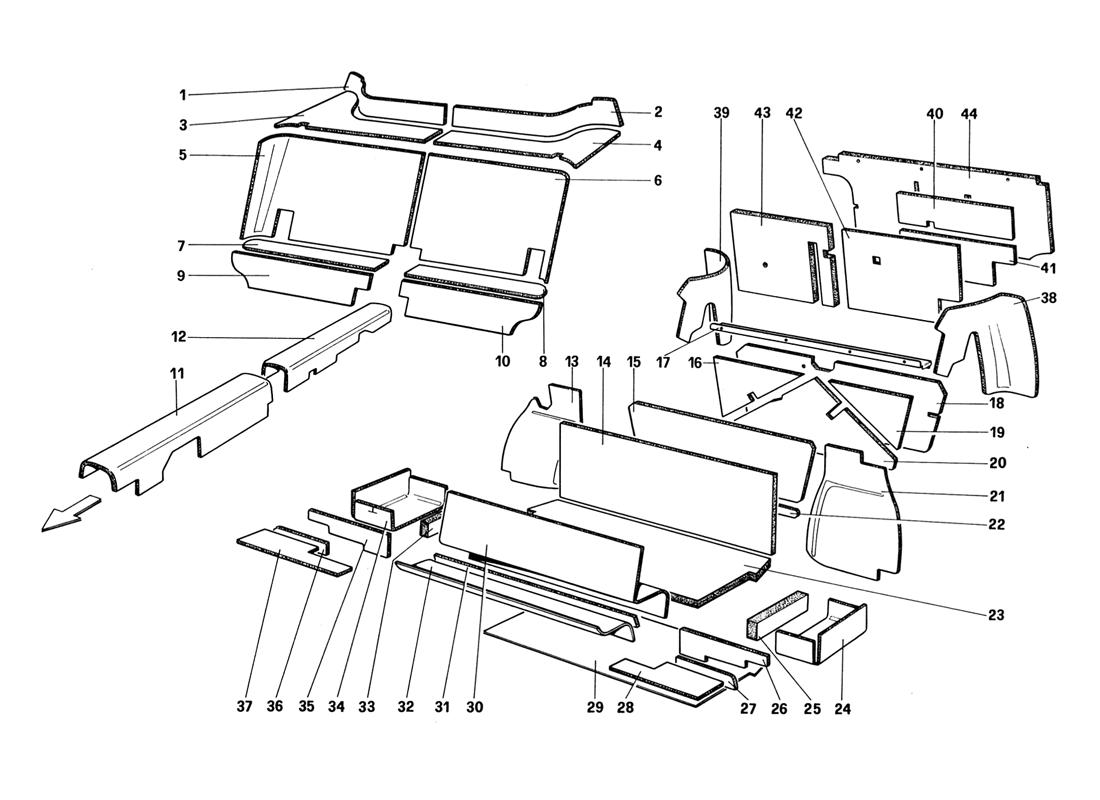LUGGAGE AND PASSENGER COMPARTMENT INSULATION (UNTILL CAR NO. 66965 - NOT FOR US - AUS - CH87 - SA - J)