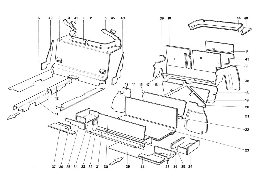 LUGGAGE AND PASSENGER COMPARTMENT INSULATION (FROM CAR NO. 66967 - NOT FOR US - AUS - CH87 - SA - J)
