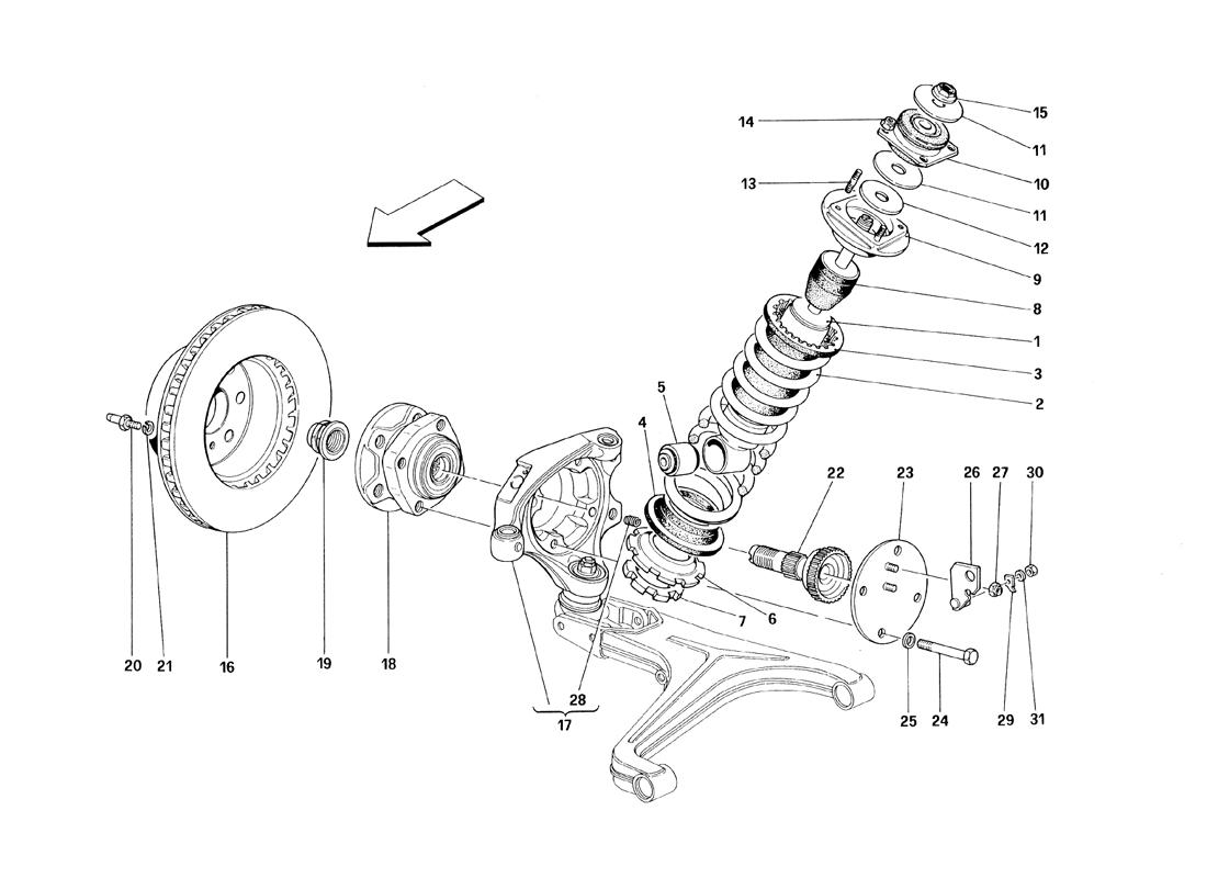 FRONT SUSPENSION - SHOCK ABSORBER AND BRAKE DISC - VALID FROM CAR ASS. NR. 8799