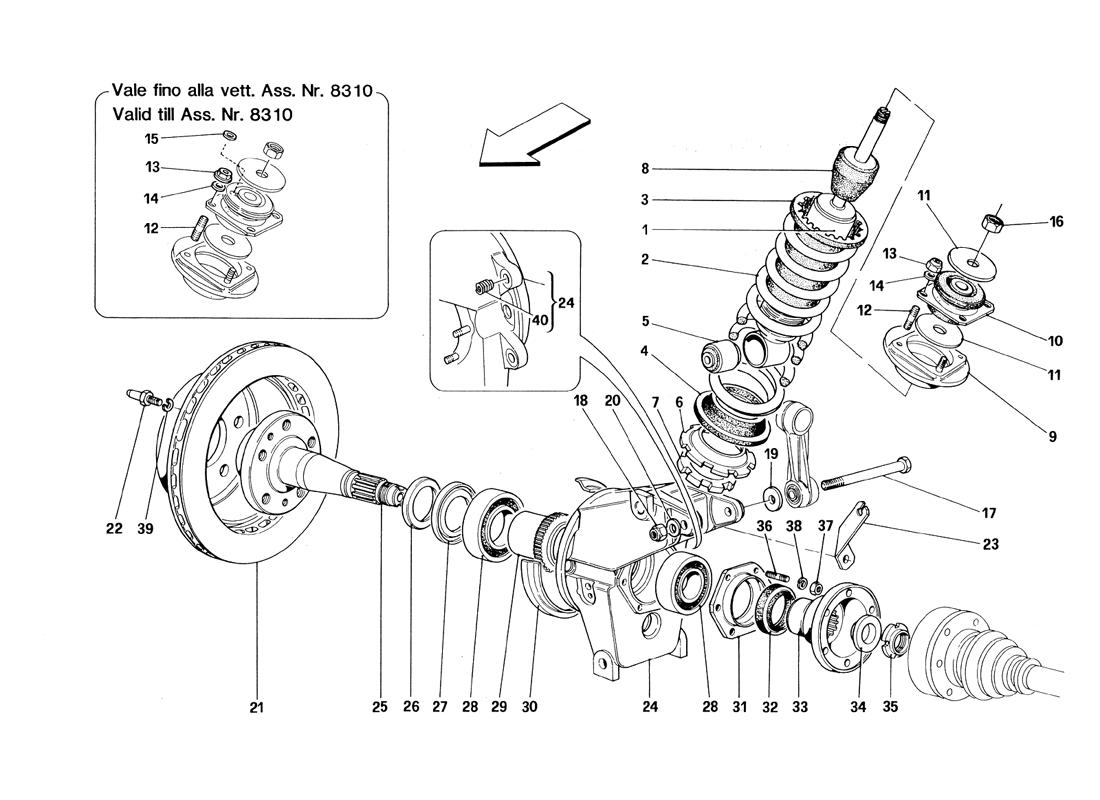 REAR SUSPENSION - SHOCK ABSORBER AND BRAKE DISC - VALID FROM CAR ASS. NR. 8799