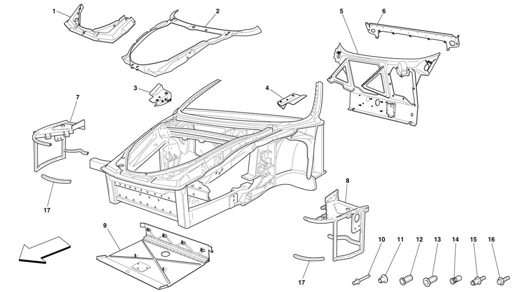 FRAME - COMPLETE FRONT PART STRUCTURES AND PLATES
