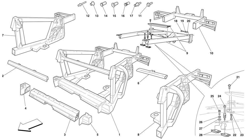FRAME - REAR ELEMENTS STRUCTURES AND PLATES