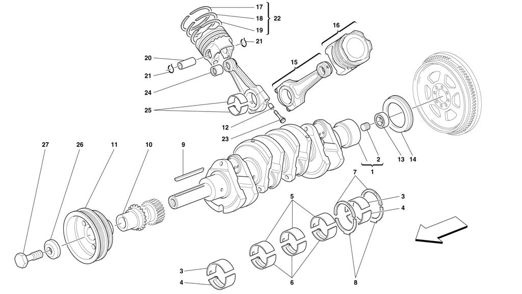 DRIVING SHAFT - CONNECTING RODS AND PISTONS