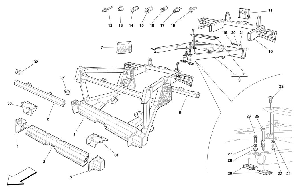 FRAME - REAR ELEMENTS STRUCTURES AND PLATES
