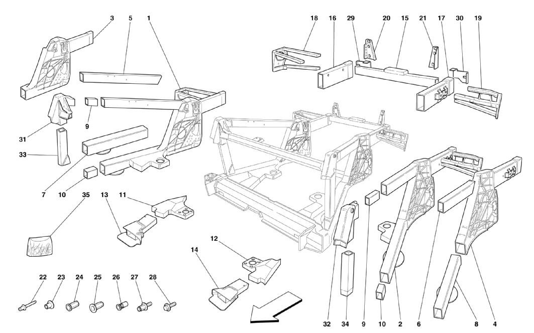 FRAME - REAR ELEMENTS SUB-GROUPS