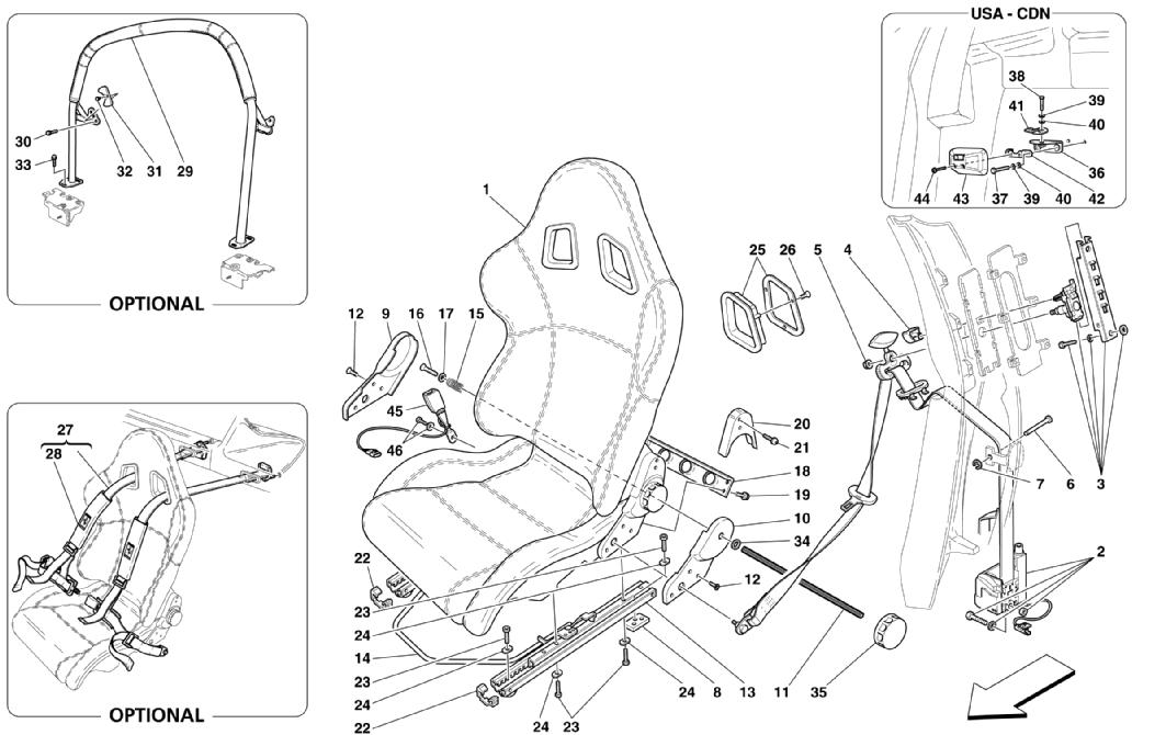 RACING SEAT-SAFETY BELTS-ROLL BAR