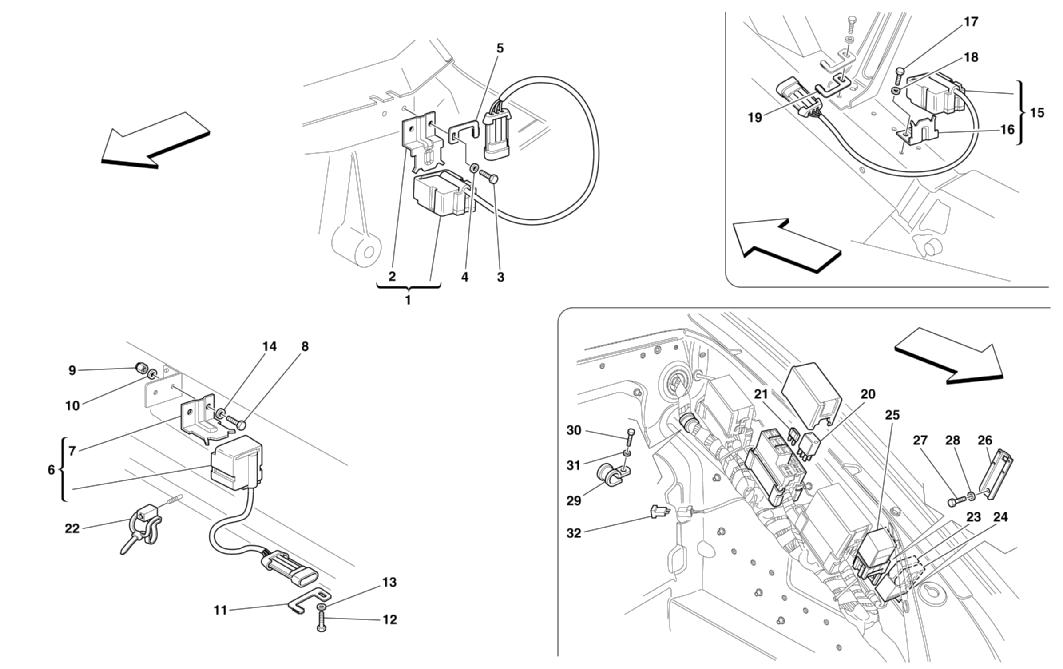 FRONT AND MOTOR COMPARTMENTS ELECTRICAL BOARDS AND SENSOR