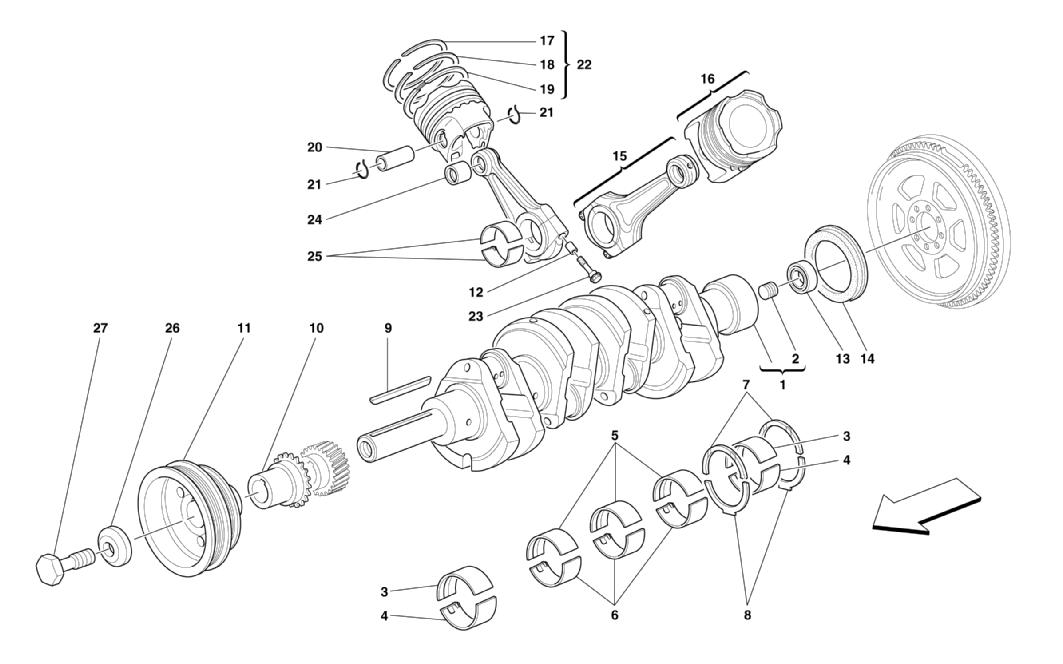 DRIVING SHAFT - CONNECTING RODS AND PISTONS