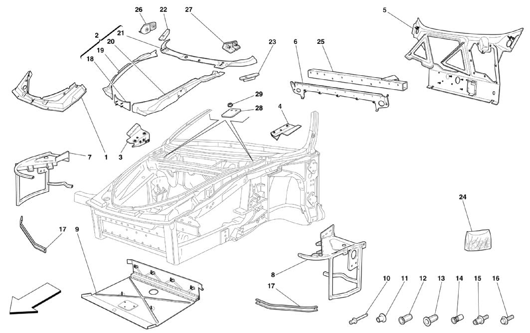 FRAME - COMPLETE FRONT PART STRUCTURES AND PLATES