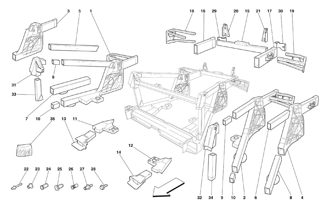 FRAME - REAR ELEMENTS SUB-GROUPS