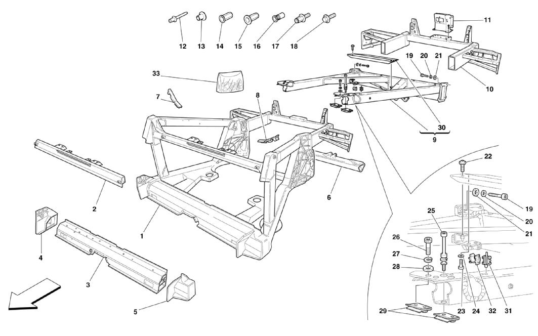 FRAME - REAR ELEMENTS STRUCTURES AND PLATES