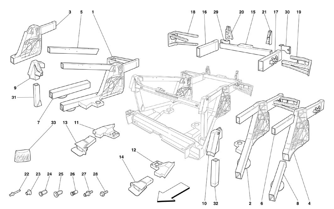 FRAME - REAR ELEMENTS SUB-GROUPS
