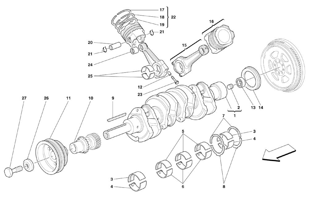DRIVING SHAFT - CONNECTING RODS AND PISTONS