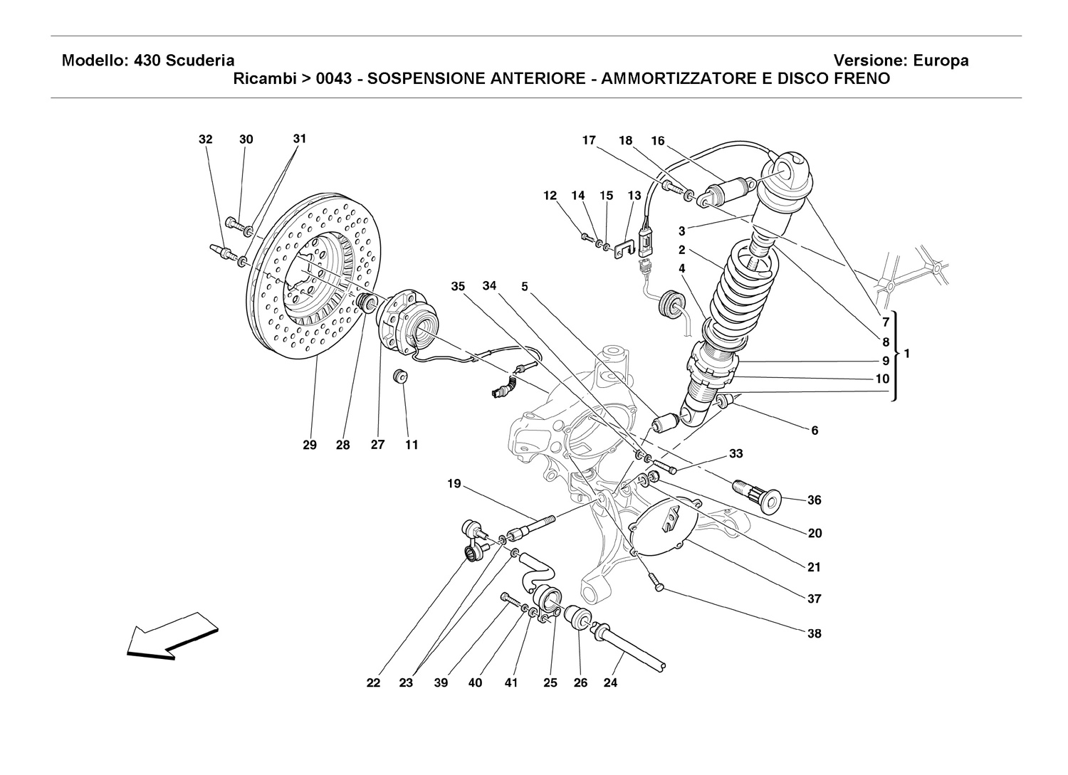 FRONT SUSPENSION - SHOCK ABSORBER AND BRAKE DISC