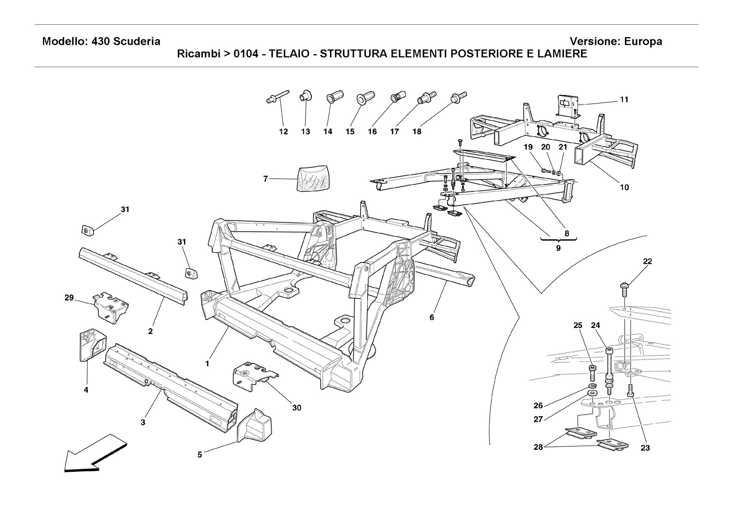 FRAME - REAR ELEMENTS STRUCTURES AND PLATES