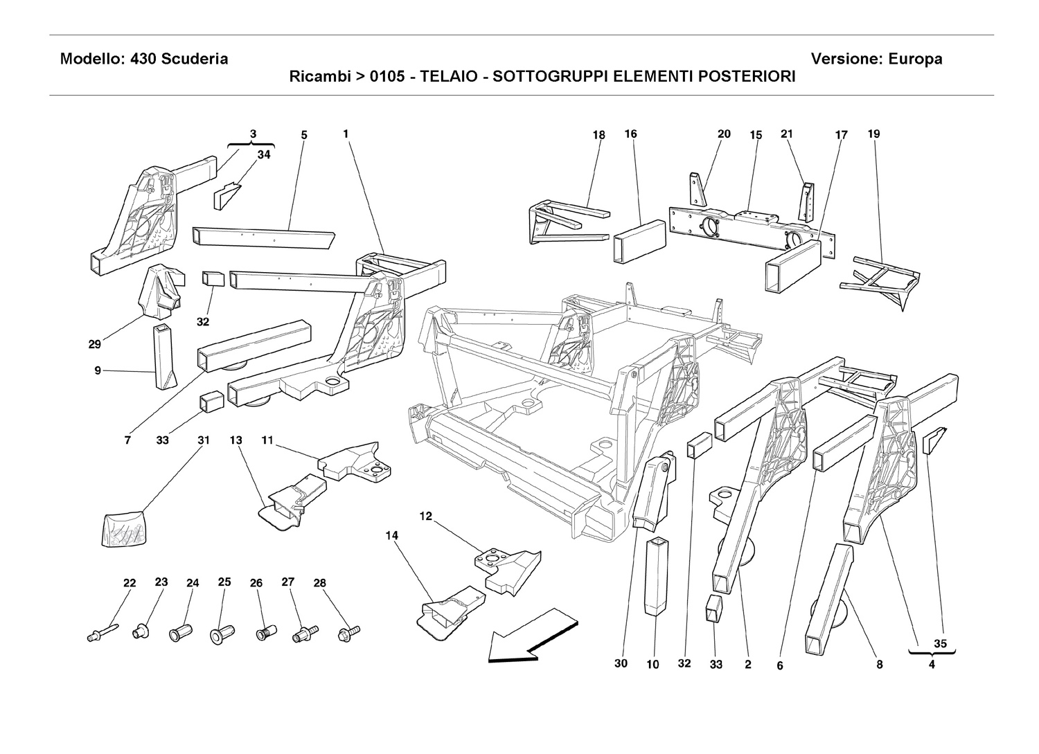 FRAME - REAR ELEMENTS SUB-GROUPS