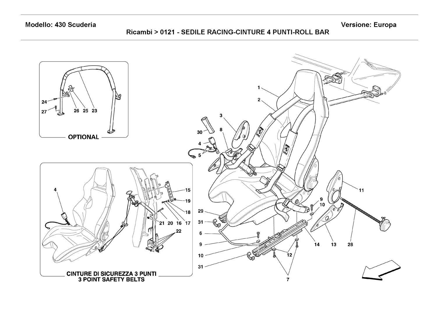RACING SEAT-4 POINT BELTS-ROLL BAR