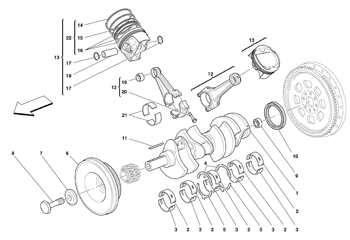 DRIVING SHAFT - CONNECTING RODS AND PISTONS