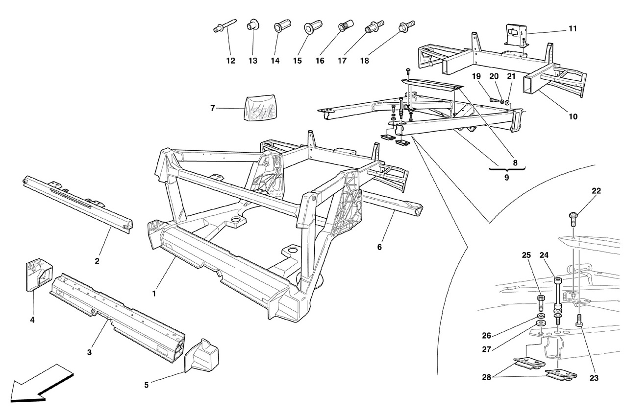 FRAME - REAR ELEMENTS STRUCTURES AND PLATES