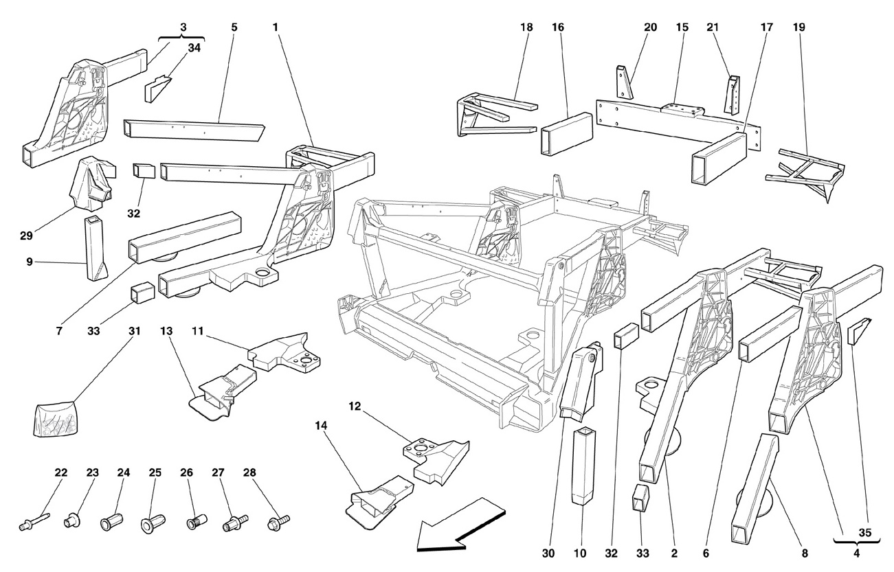 FRAME - REAR ELEMENTS SUB-GROUPS