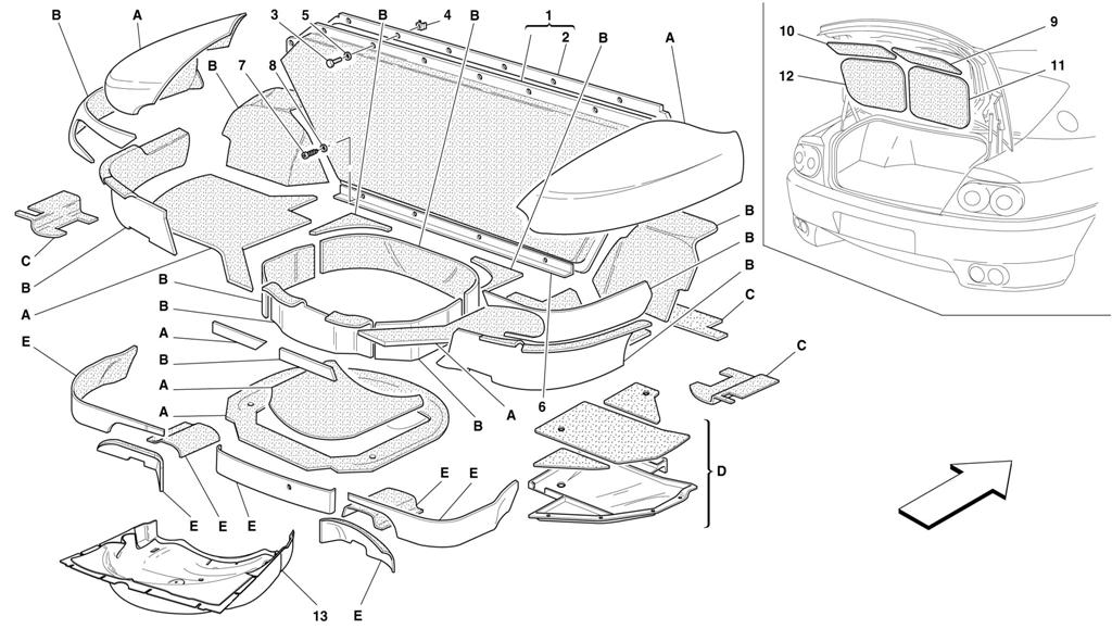 TRUNK HOOD INSULATIONS -NOT FOR 456M GTA