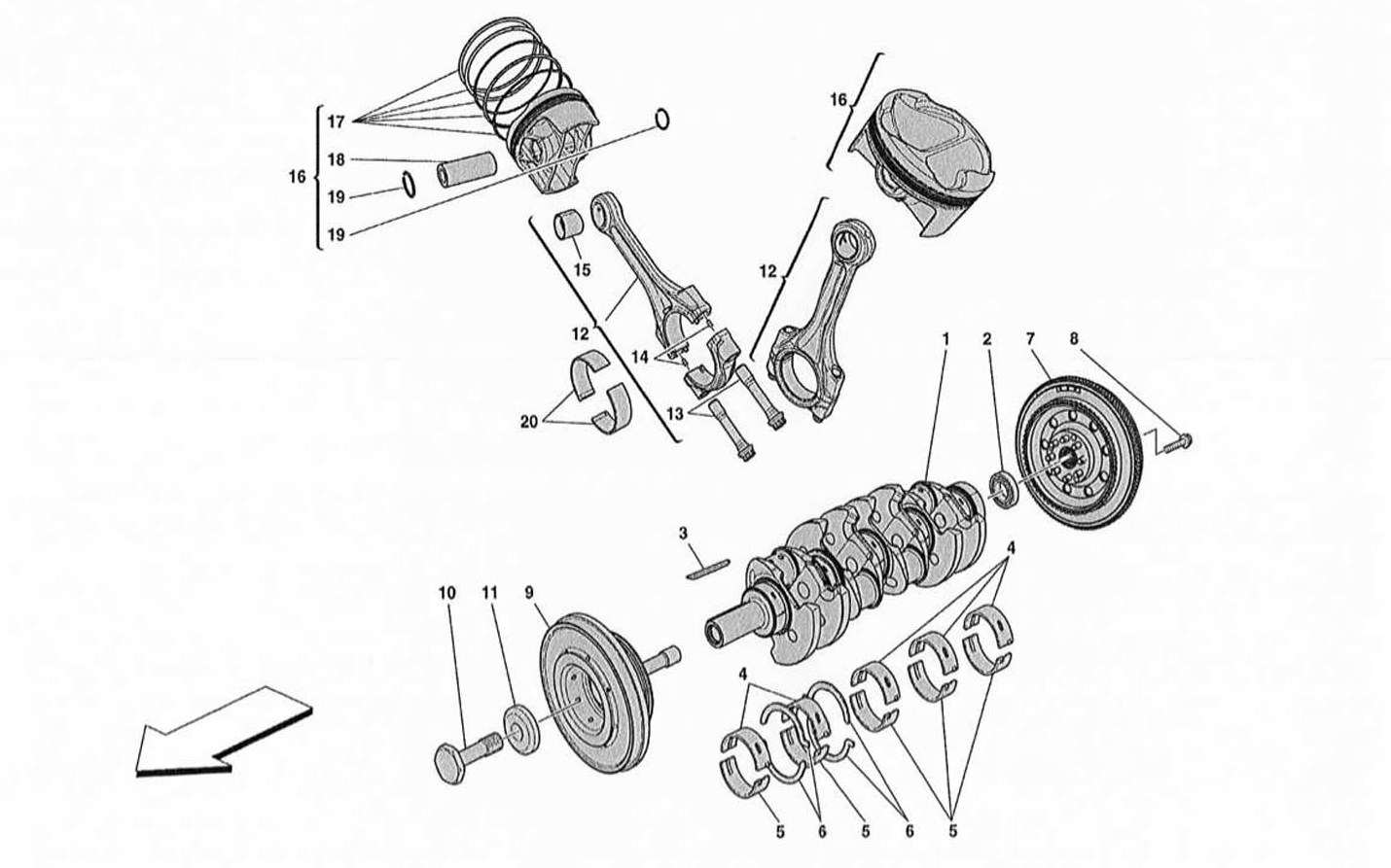 DRIVING SHAFT - CONNECTING RODS AND PISTONS