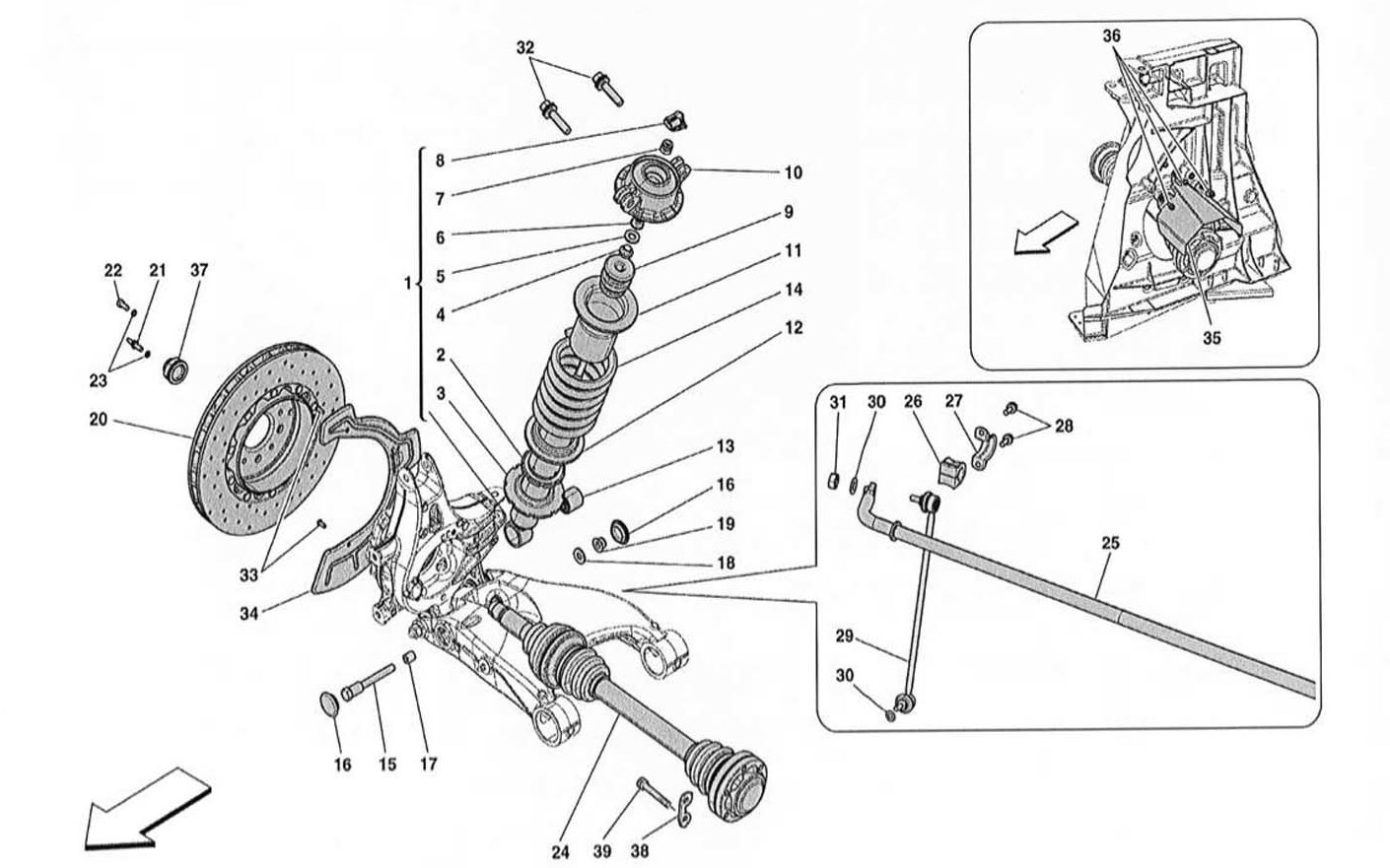 REAR SUSPENSION - SHOCK ABSORBER AND BRAKE DISC