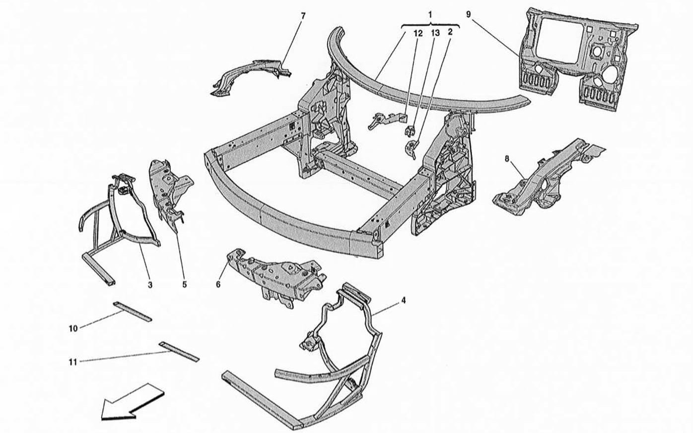 FRAME - COMPLETE FRONT PART STRUCTURES AND PLATES