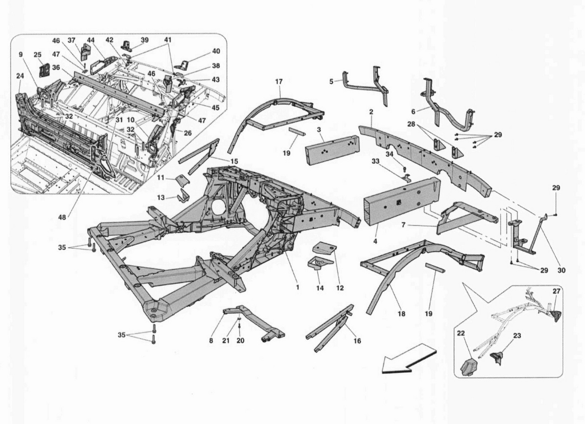FRAME - REAR ELEMENTS STRUCTURES AND PLATES