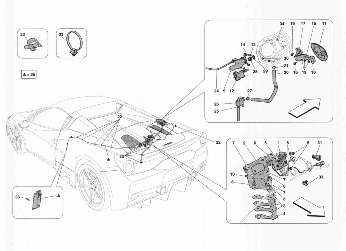 OPENING DEVICES FOR ENGINE BONNET AND GAS DOOR