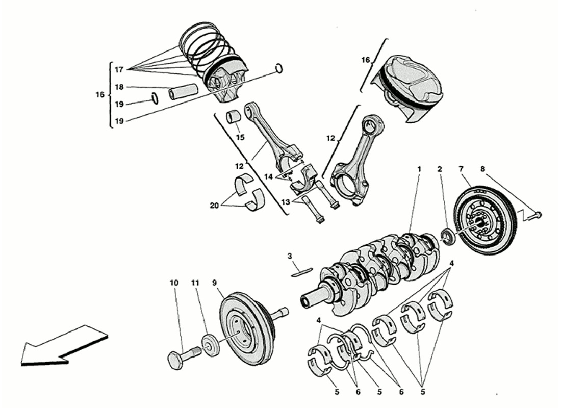DRIVING SHAFT - CONNECTING RODS AND PISTONS