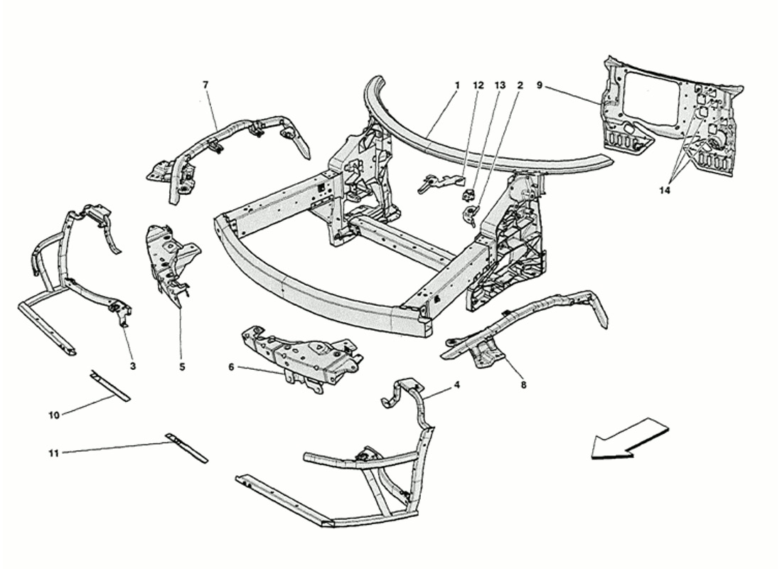 FRAME - COMPLETE FRONT PART STRUCTURES AND PLATES