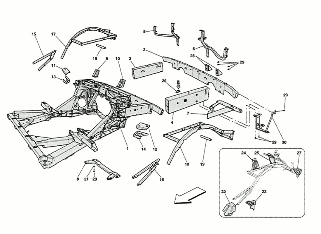 FRAME - REAR ELEMENTS STRUCTURES AND PLATES