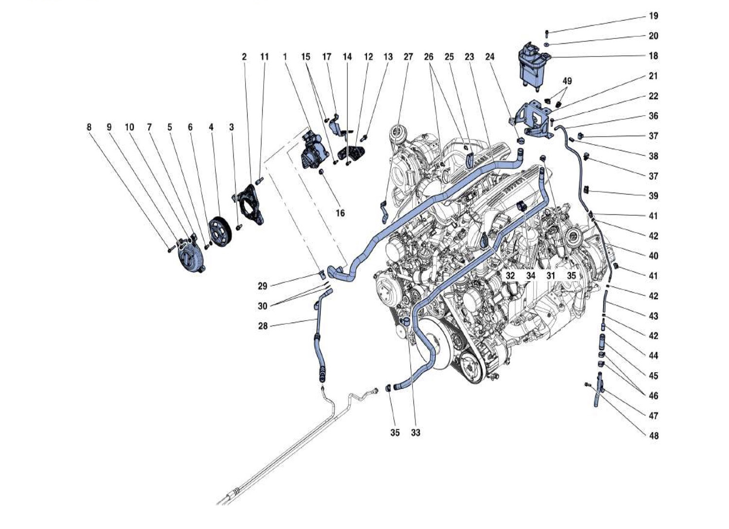 POWER STEERING PUMP AND RESERVOIR