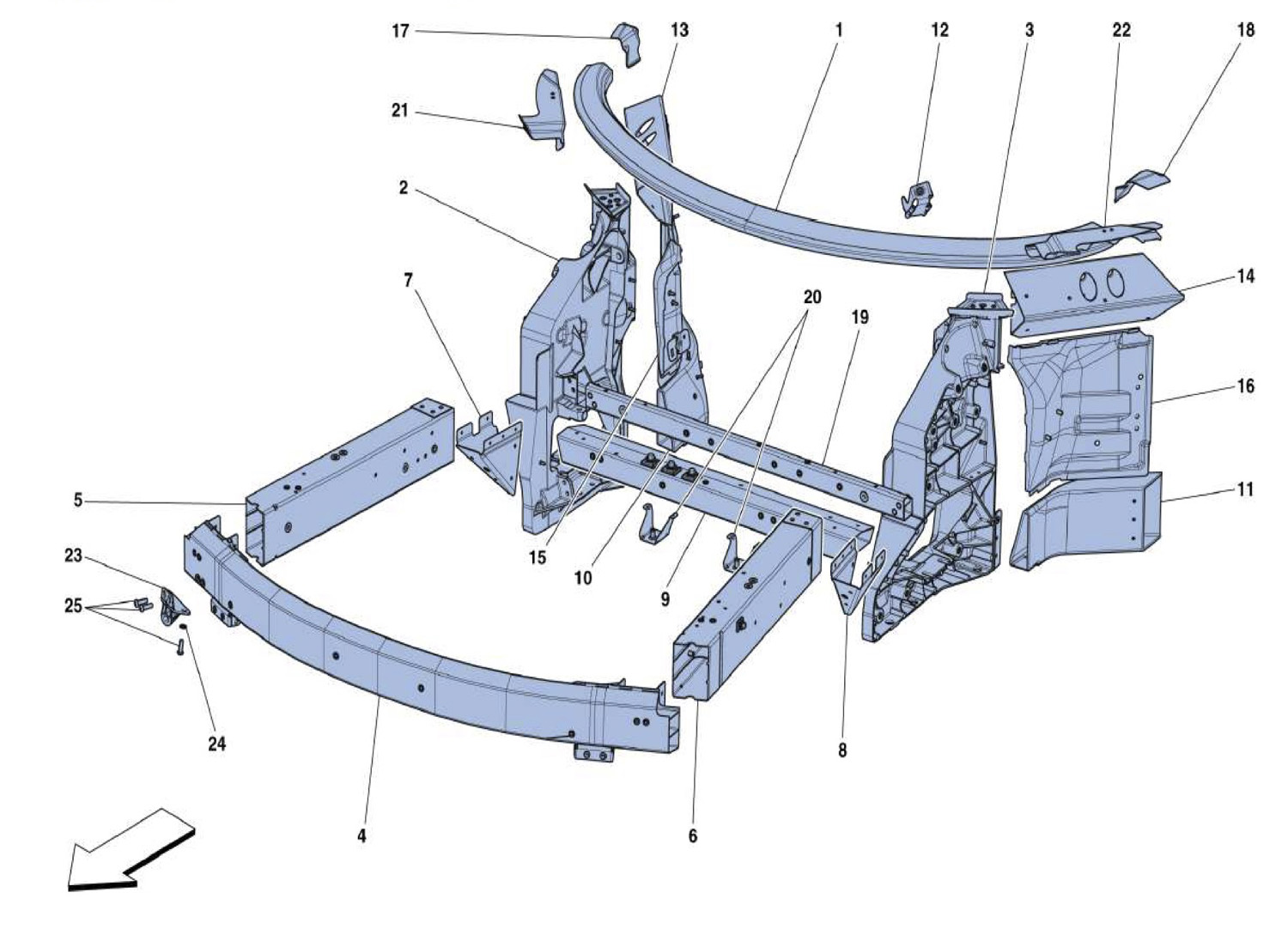 CHASSIS – STRUCTURE, FRONTAL ELEMENTS AND PANELS