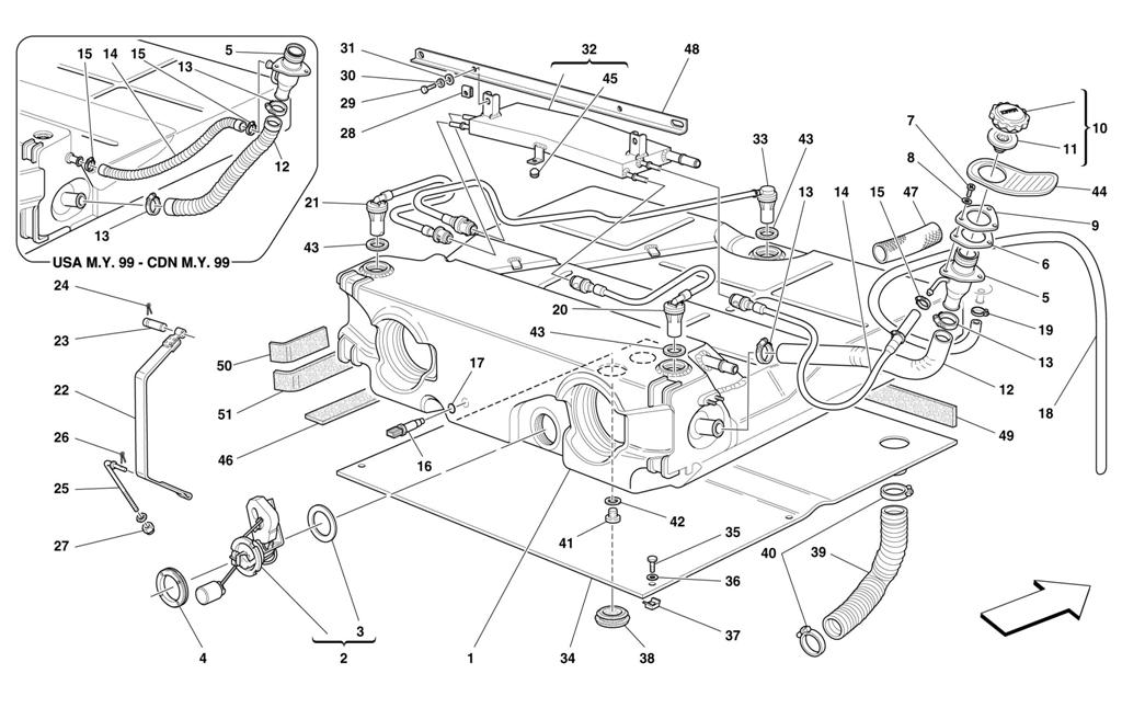 FUEL TANK -VALID FOR USA AND CDN M.Y. 99 & 2000-