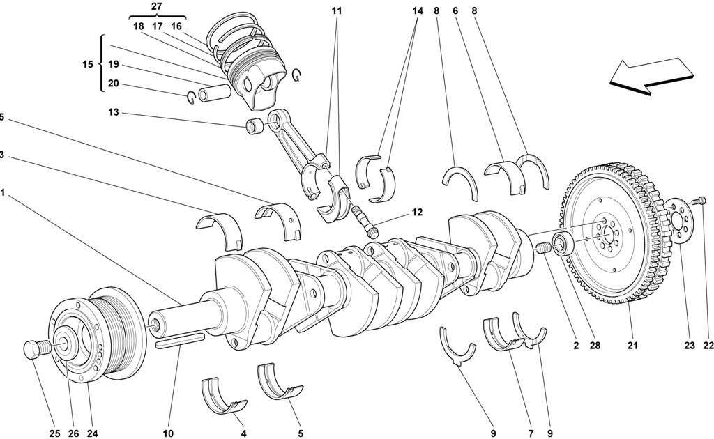 DRIVING SHAFT - CONNECTING RODS AND PISTONS