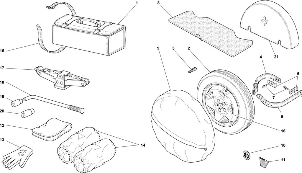 SPARE WHEEL AND ACCESSORIES