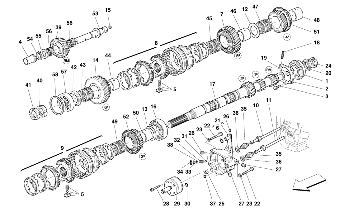 MAIN SHAFT GEARS AND CLUTCH OIL PUMP