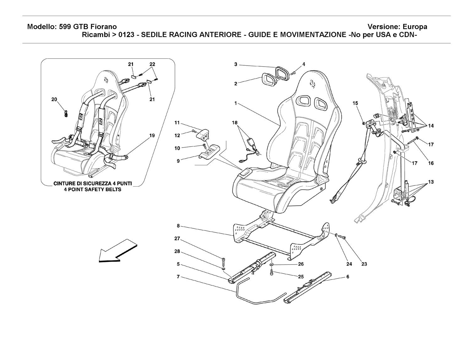 FRONT RACING SEAT - GUIDE AND MOVEMENT -Not for USA and CDN-
