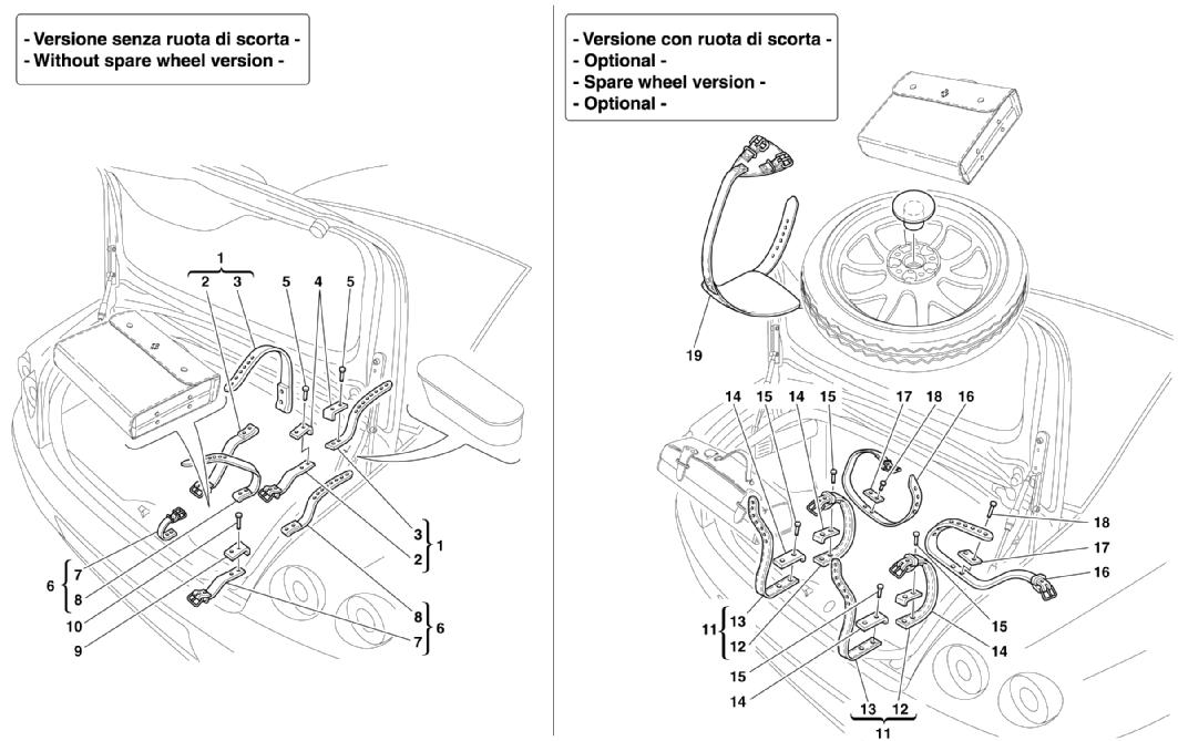 SPARE WHEEL AND TOOL KIT BAG FIXINGS